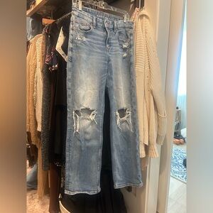 American Eagle Outfitters Light Blue Distressed Straight-Leg Jeans